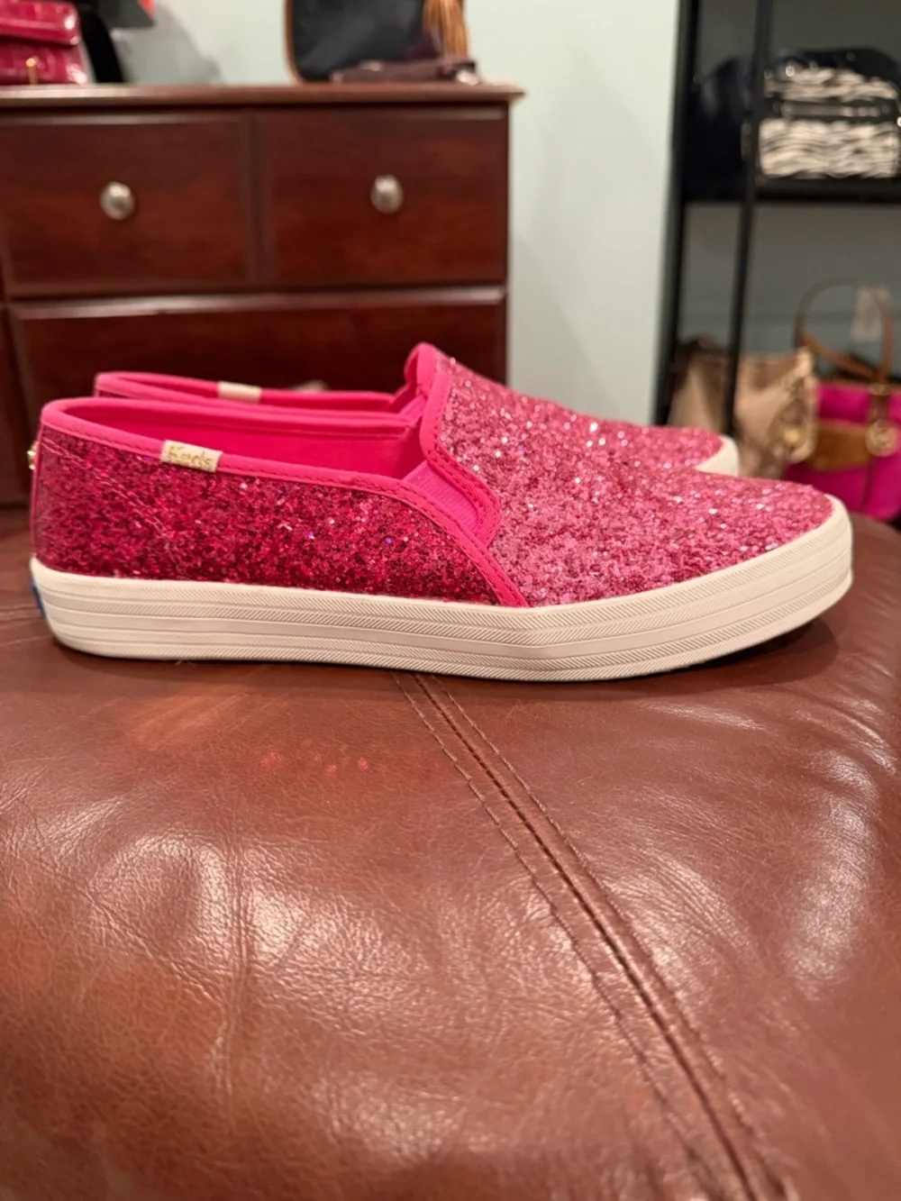 Keds x Kate Spade Pink Glitter Slip-On Women's Sneakers - Picture 5 of 6